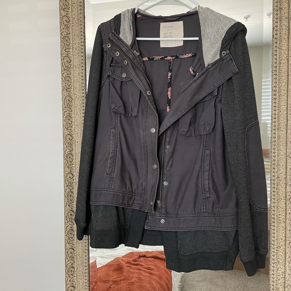 Free People Grey Patchwork Jacket - image 4